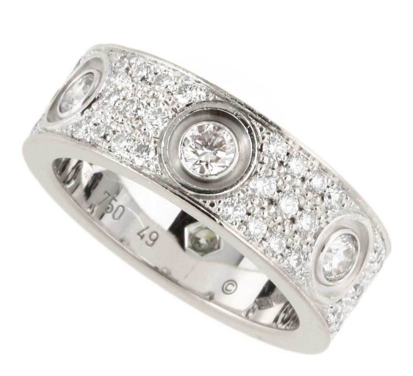 Cartier Diamond-Paved Love Ring Size 49