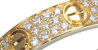 Cartier Diamond Paved 18KT Yellow Gold Wedding Love Ring Size 51/ US 5.5