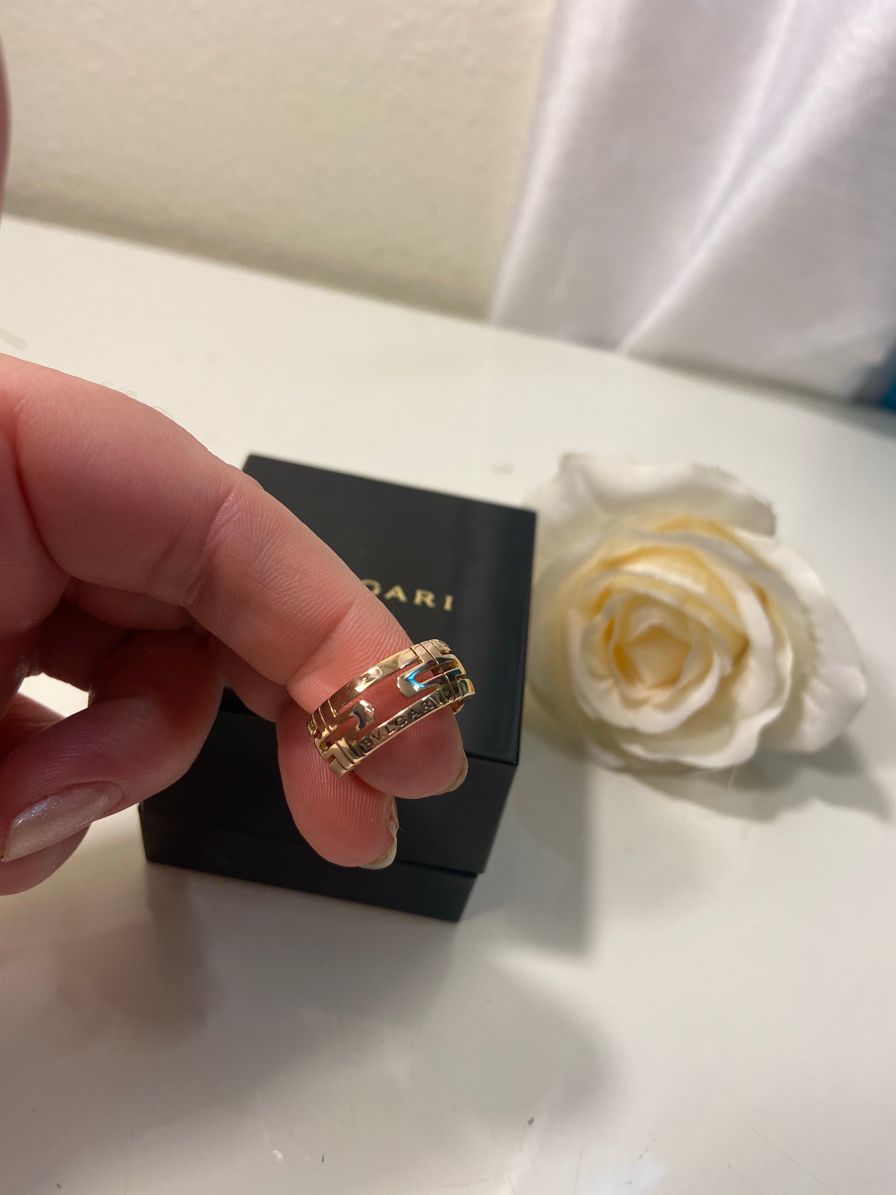 Bvlgari 18KT Rose Gold Parentesi Ring Size #50/ US 5