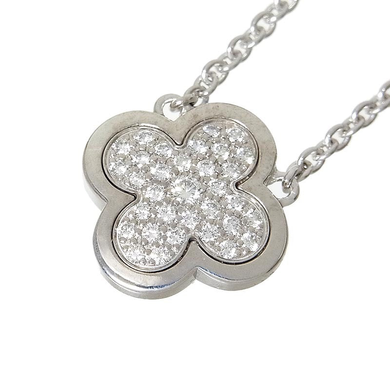 Van Cleef & Arpels Diamond Pure Alhambra 18Kt White Gold Large Version Necklace