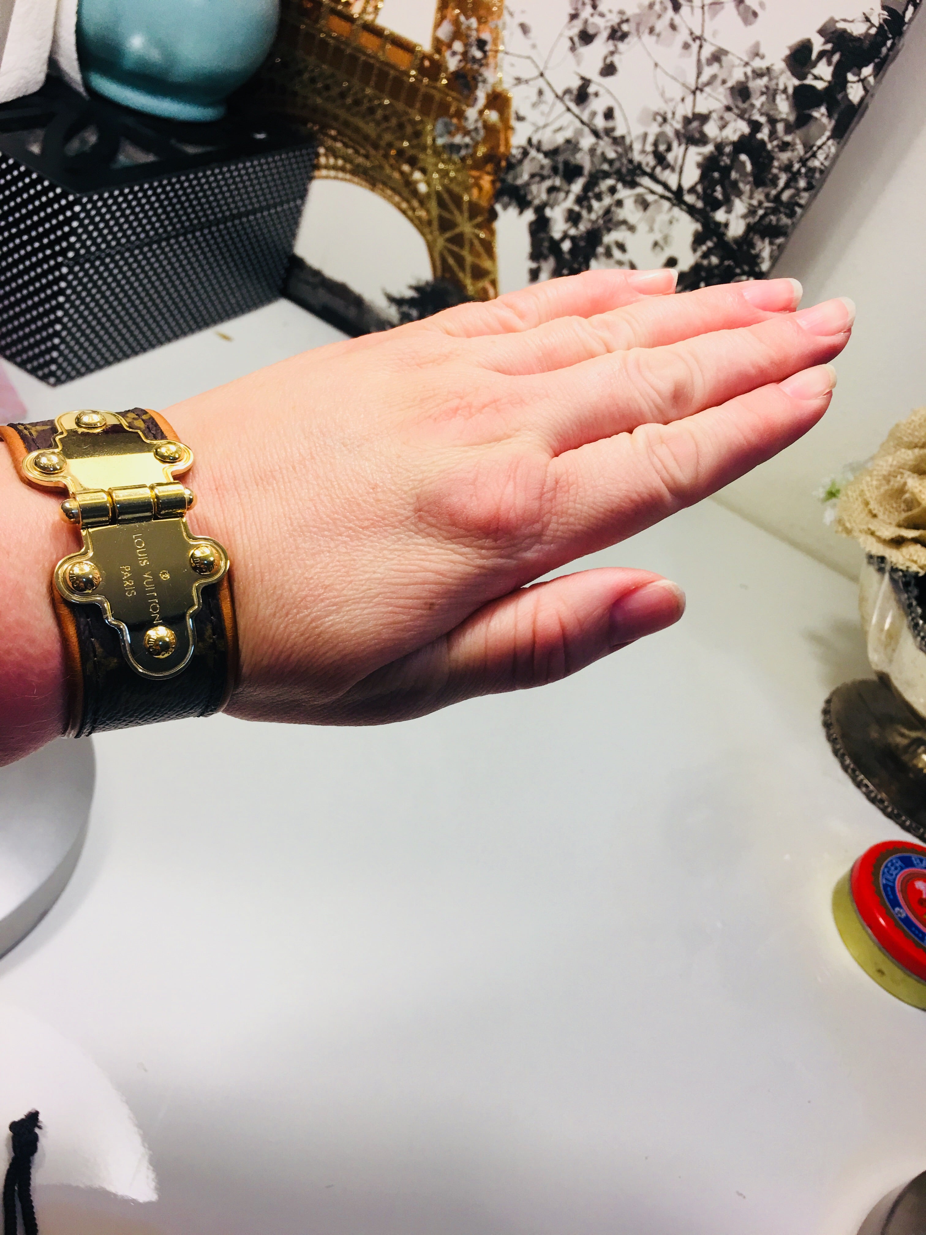 Louis Vuitton Save It Monogram Leather Bracelet