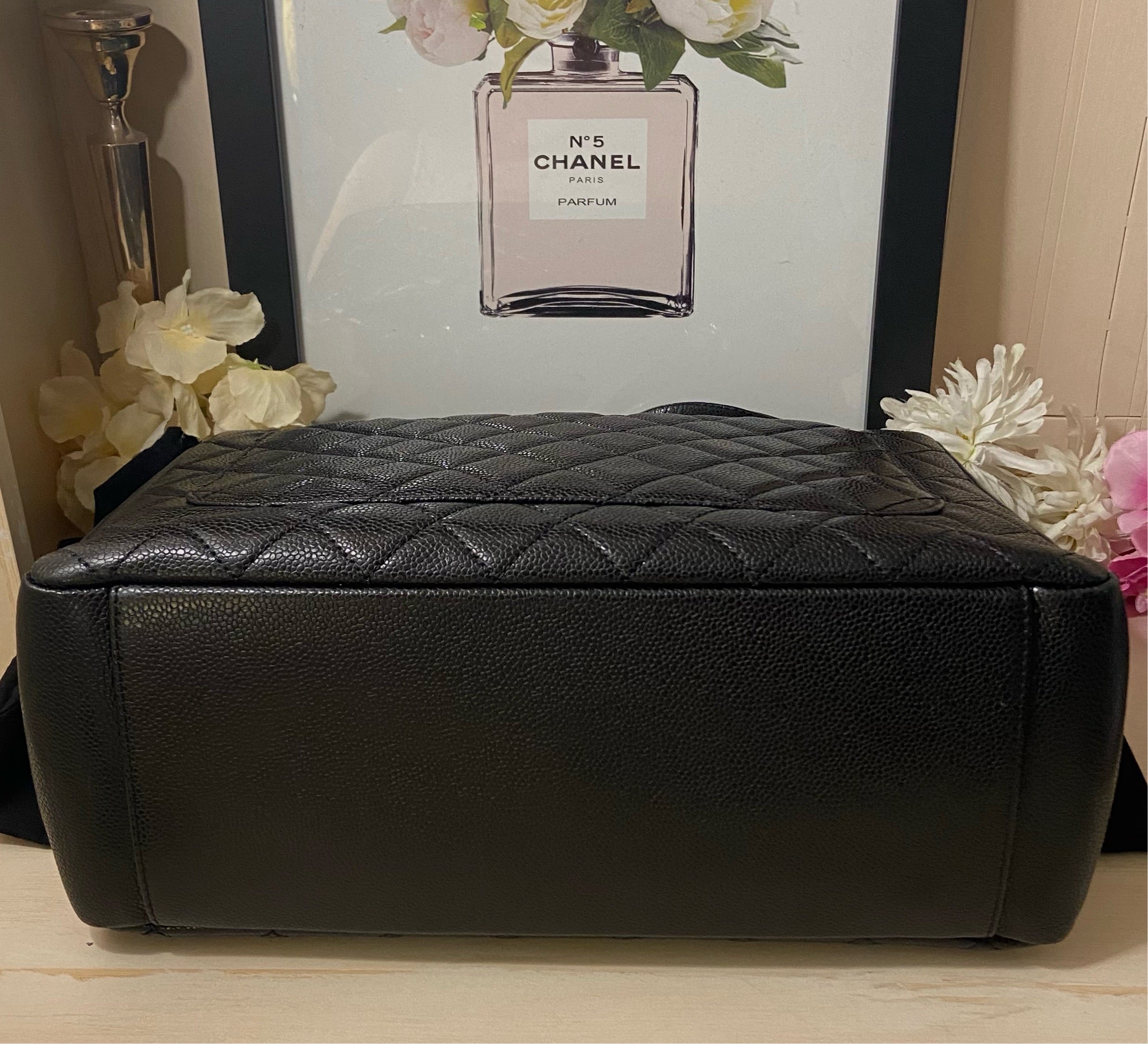 CHANEL GST Black Caviar Silver Hardware Grand Shopper Tote