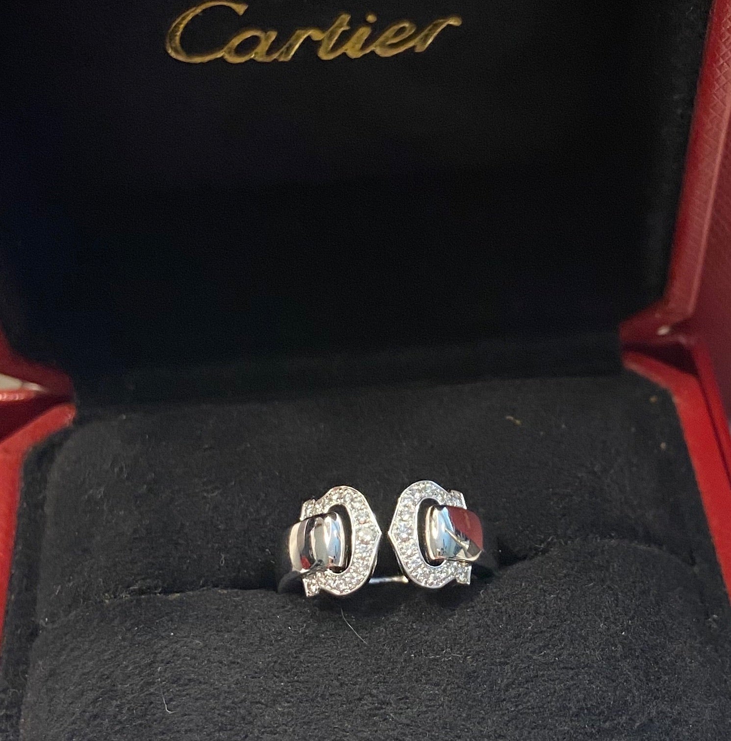 Cartier C de Cartier Logo 2C Diamond Paved Ring #49