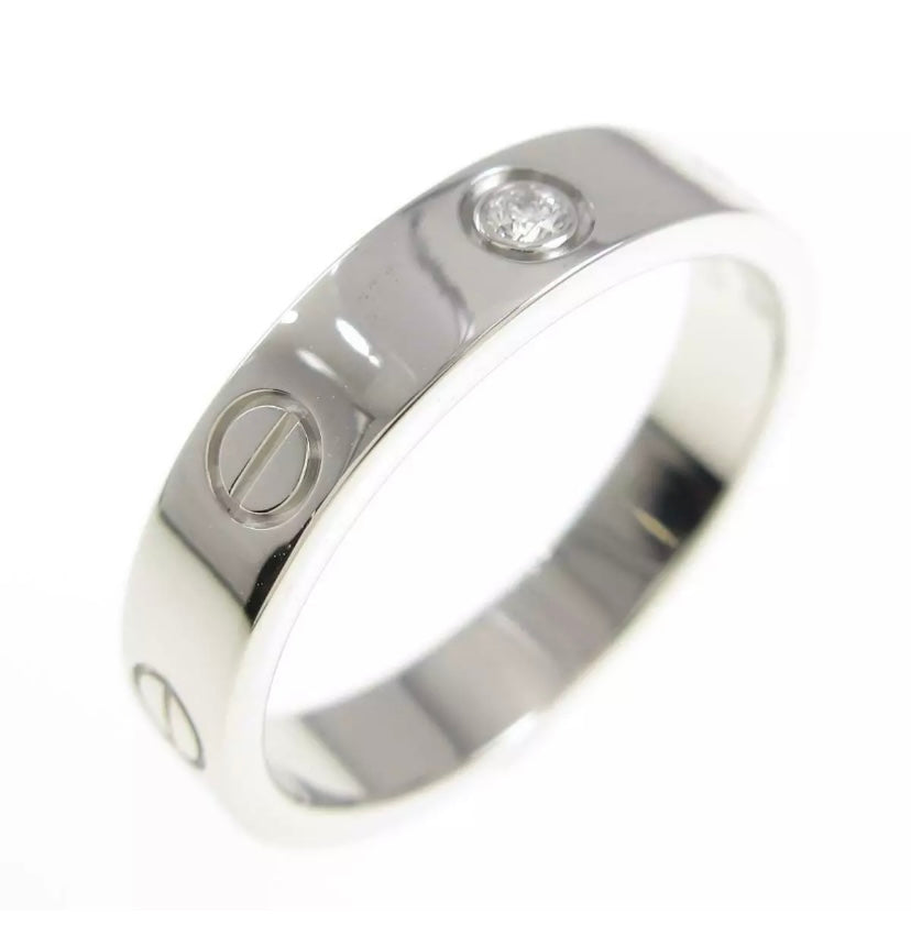 Cartier Diamond Wedding 18KT White Gold Love Ring w/ Certificate
