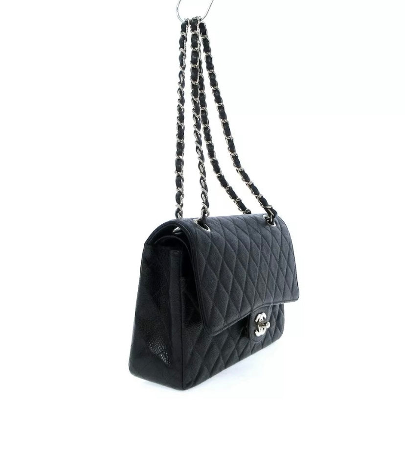 CHANEL Black Lambskin GHW Double Flap