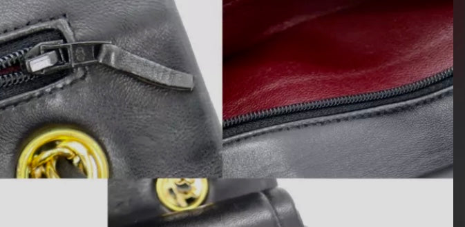 CHANEL Black Lambskin GHW Double Flap Bag