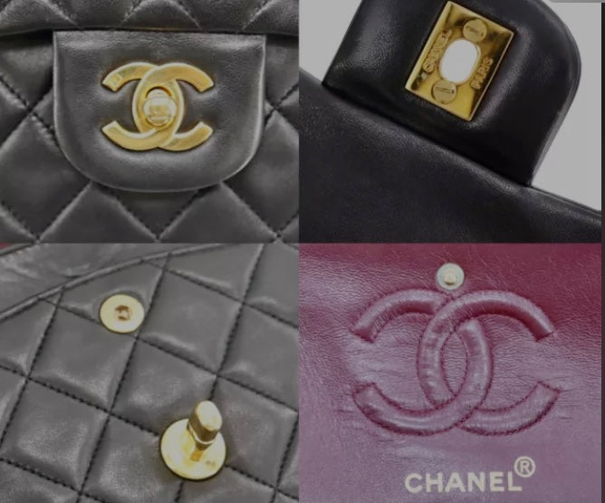 CHANEL Black Lambskin GHW Double Flap Bag