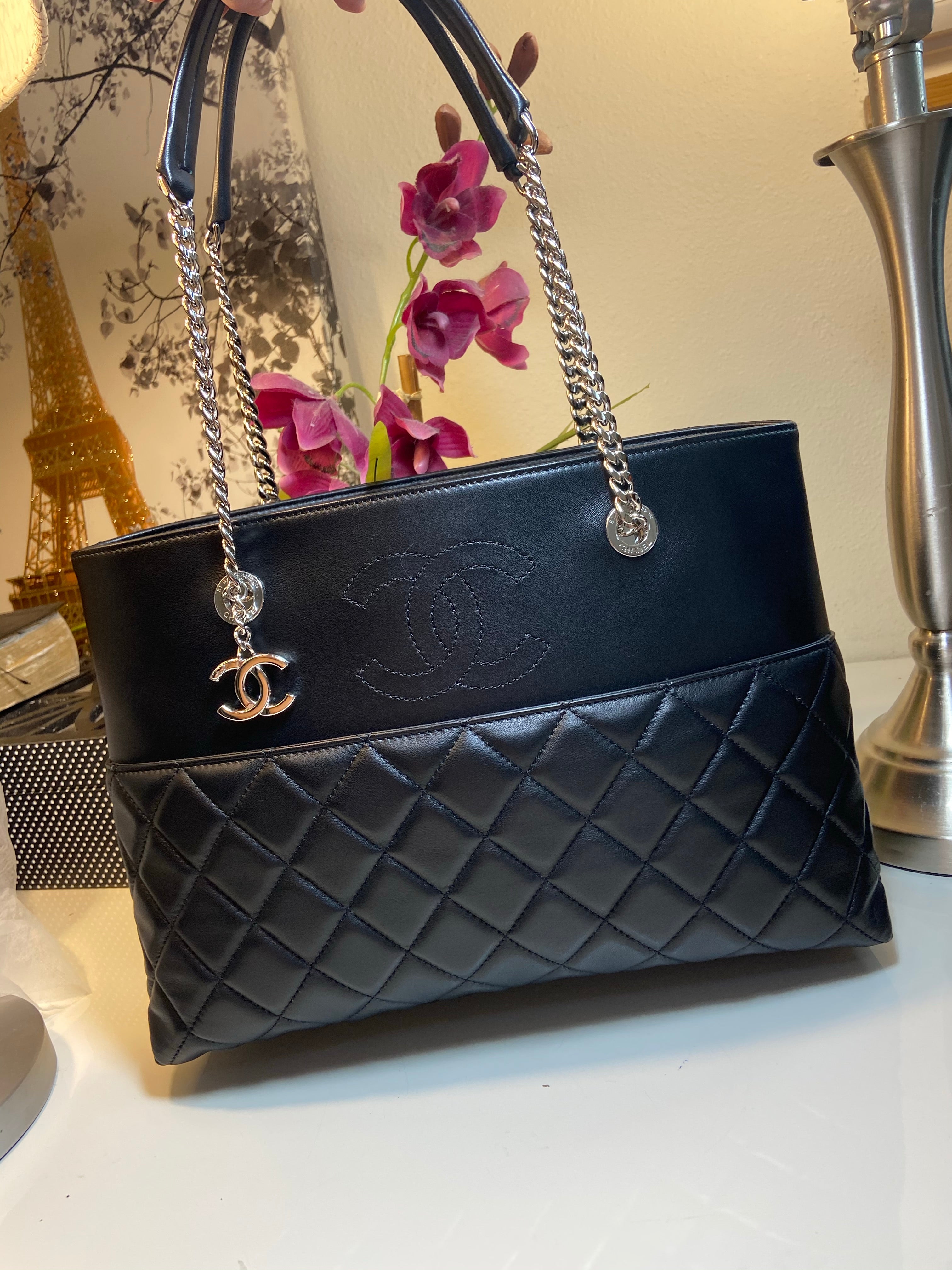 CHANEL Timeless Shopper Tote Black Lambskin Matelasse Handbag