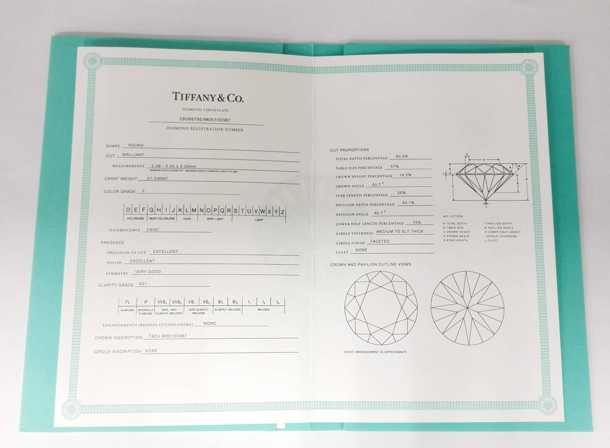 Tiffany & Co. Diamond .57ct Solitaire Platinum Pt950 Engagement/ Wedding Ring Size 5