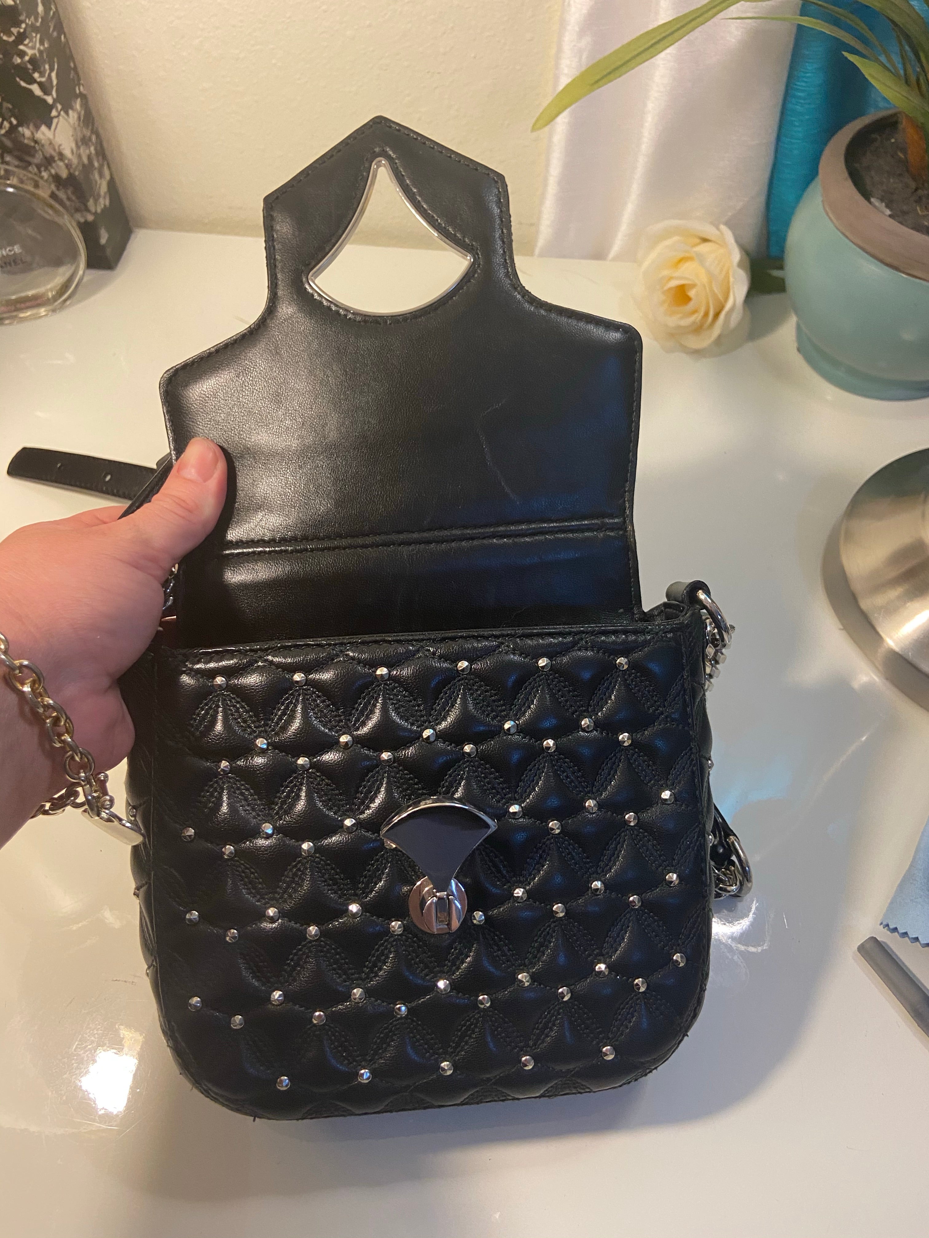 Bvlgari Diva’s Dream Black Quilted w/ Studs Crossbody Handbag