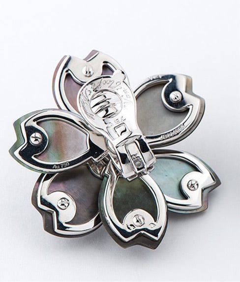 Van Cleef & Arpels Diamond & Mother of Pearl Rose de Noel Ear Clips