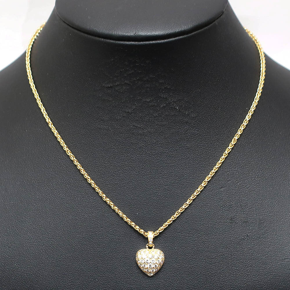 Cartier Diamond Puffy Heart 18Kt Yellow Gold Necklace