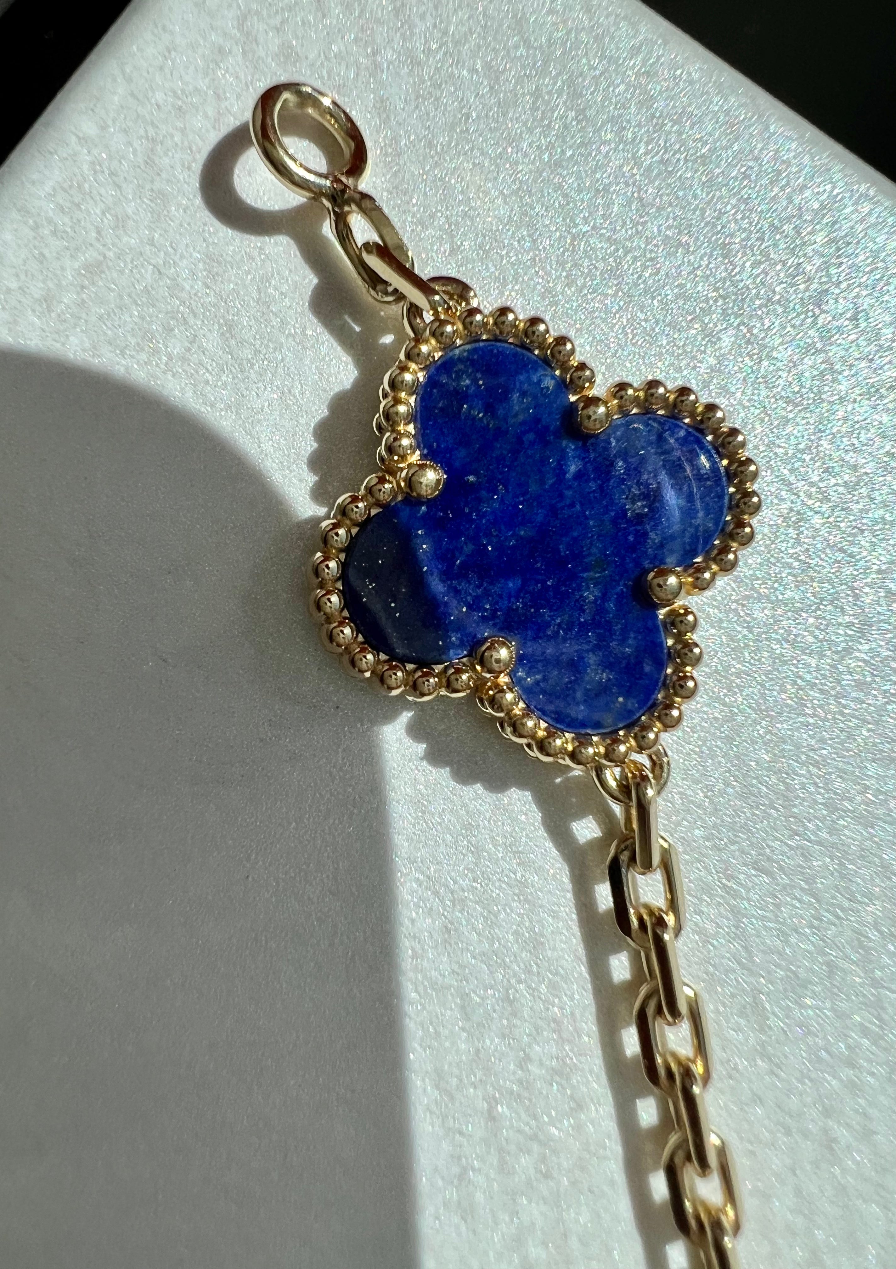 Rare Van Cleef & Arpels Lapis Lazuli Vintage Alhambra Bracelet