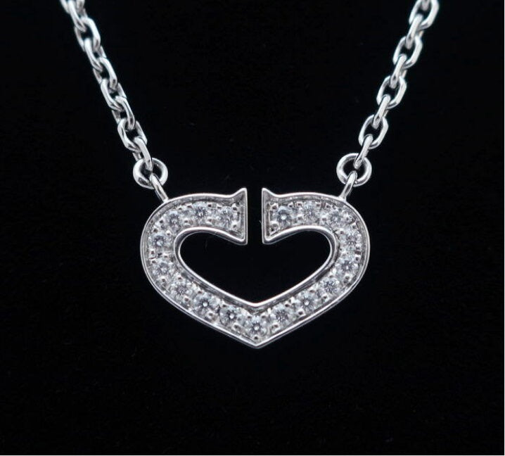 Cartier 2C de Cartier Heart Diamond 18KT White Gold Necklace