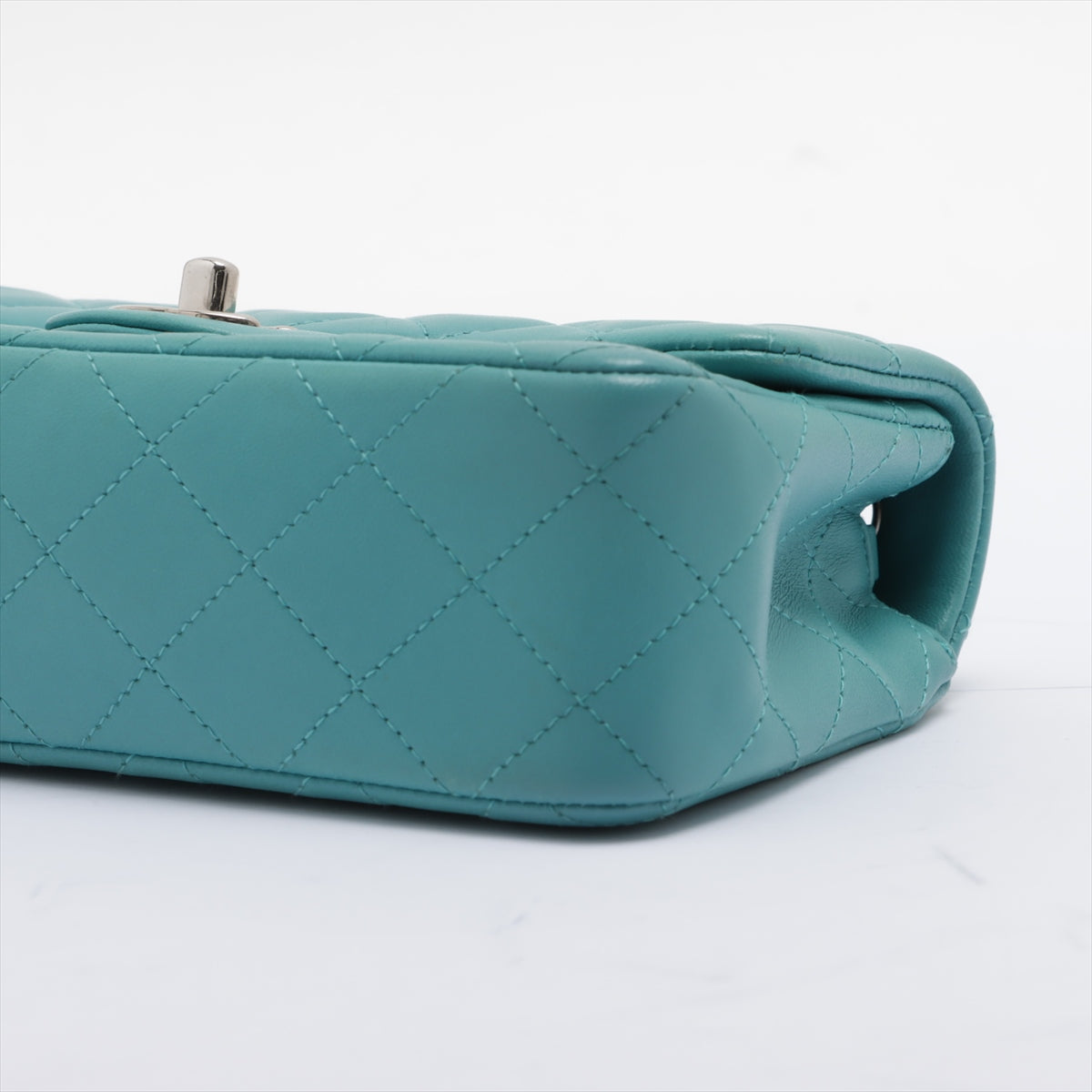 CHANEL Teal Blue Quilted Lambskin Leather Mini Bag