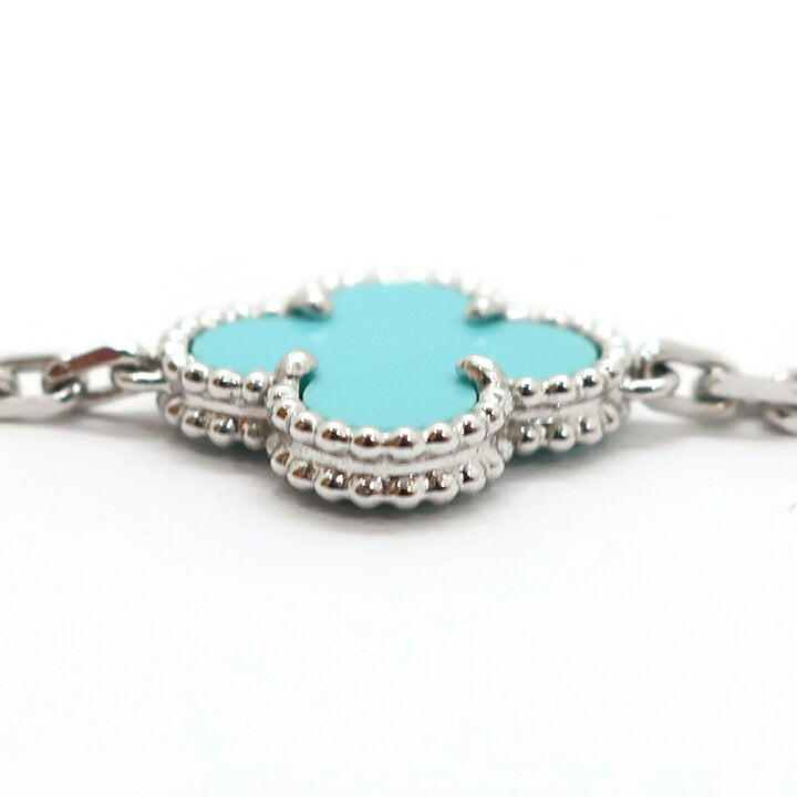 Van Cleef & Arpels Turquoise Vintage Alhambra 18KT White Gold Necklace