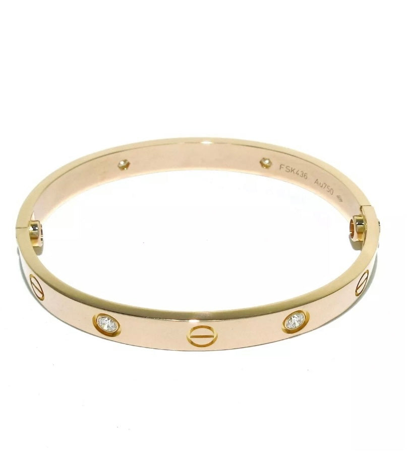 Cartier 18KT Rose Gold 4 Diamond Love Bracelet #16