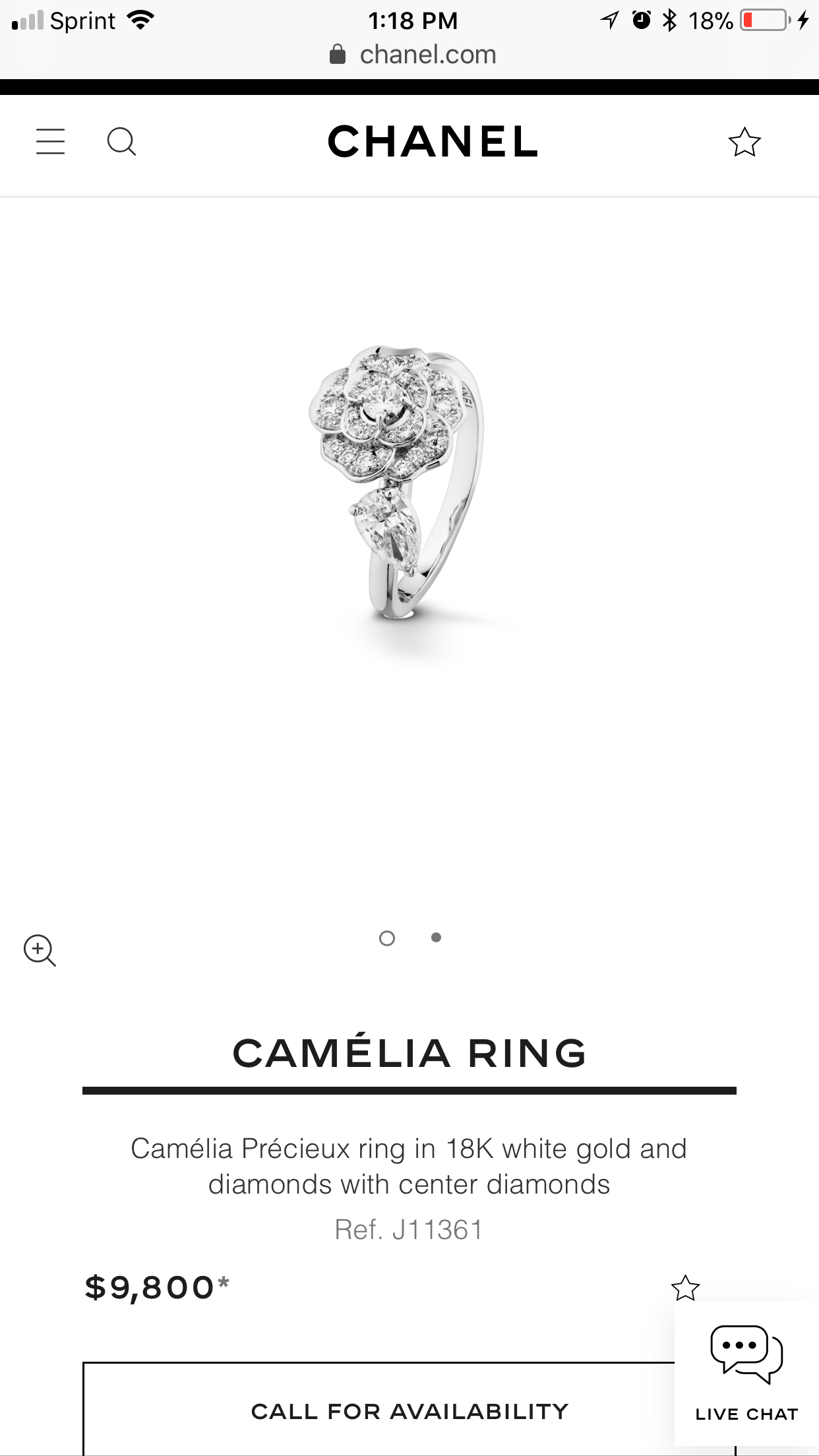 CHANEL Camellia 18KT Gold Precieux Diamond Ring