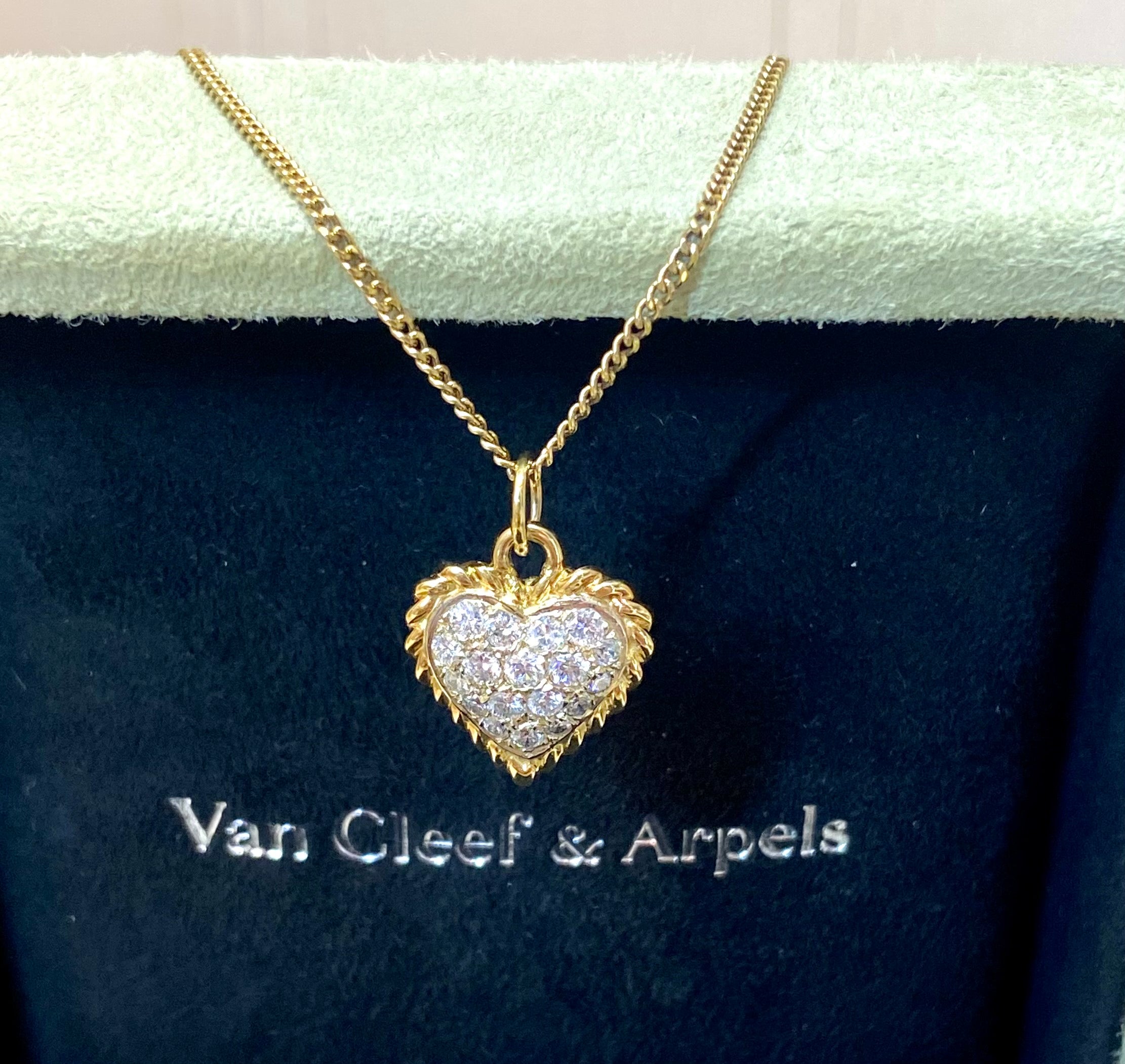Van Cleef & Arpels Diamond Puffy Heart 18KT Yellow Gold Necklace
