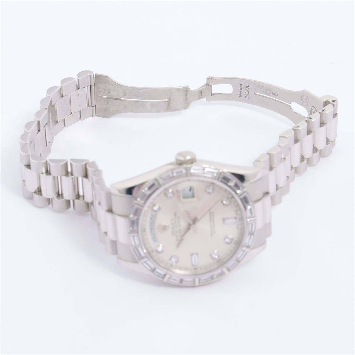 Rolex Platinum Pt950 Diamond Baguette Day Date 43mm Watch
