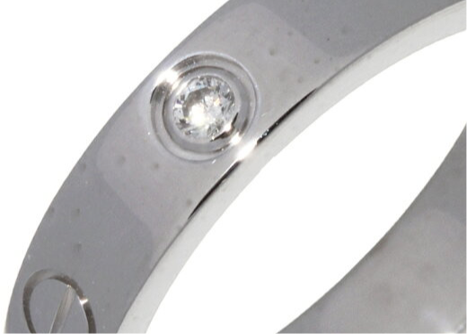 Cartier 1P Diamond 18KT White Gold Wedding/Mini Love Ring #52/ US 6