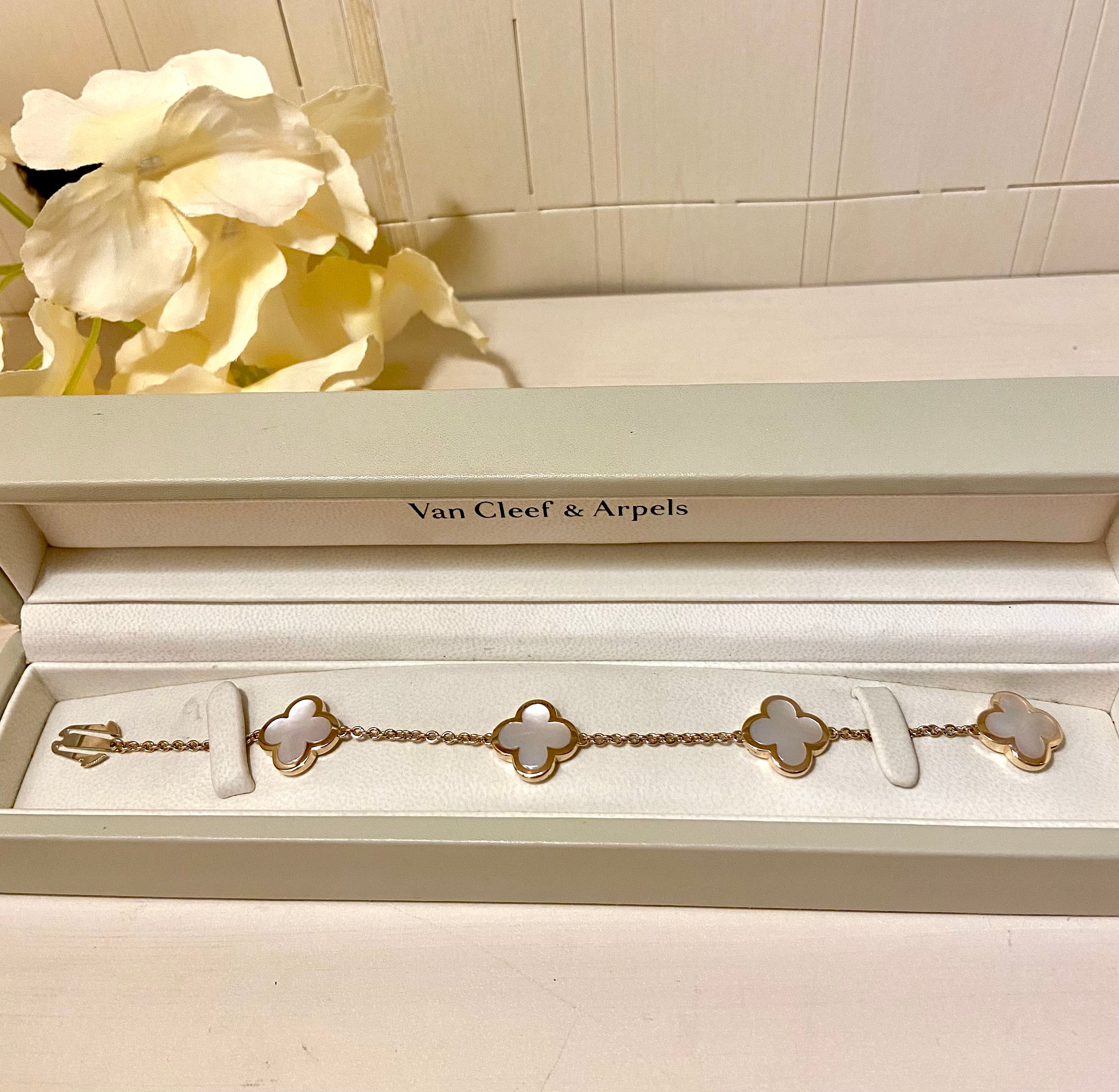 Van Cleef & Arpels Pure Alhambra Mother of Pearl Yellow Gold Bracelet