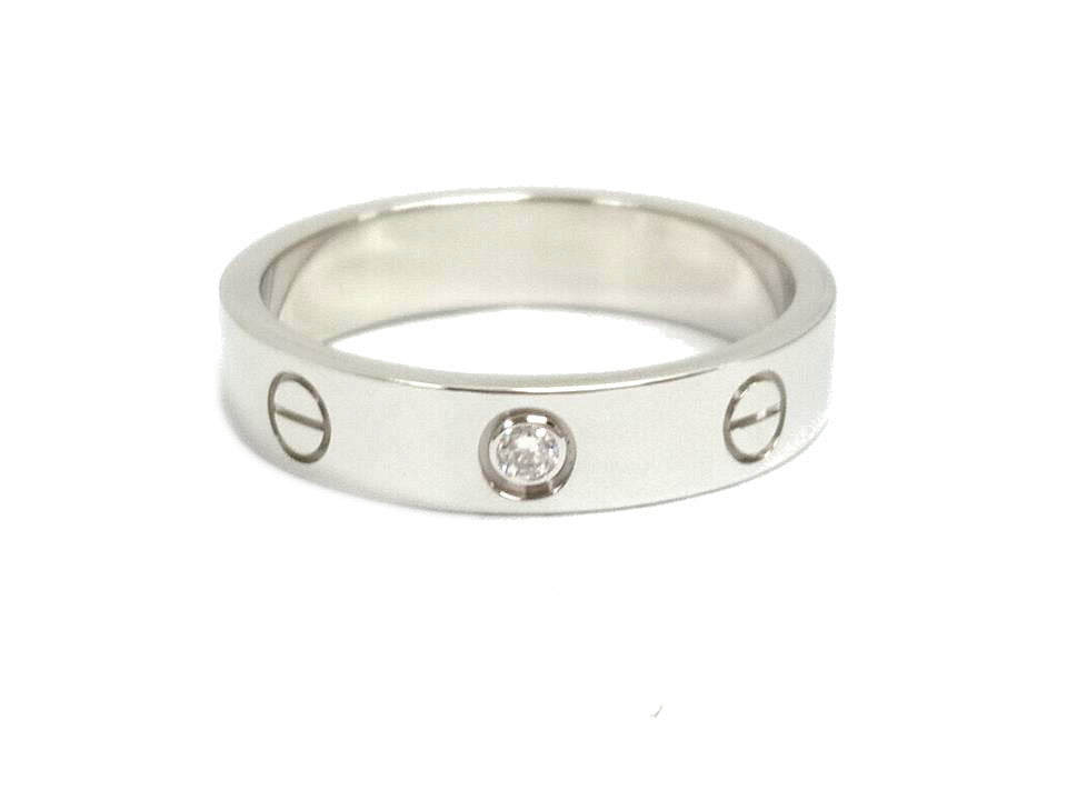Cartier 1P Diamond Mini Wedding Love Ring 18KT White Gold #53