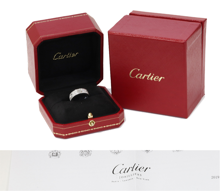 Cartier Full Diamond Paved 18KT White Gold Love Ring #50/ US 5