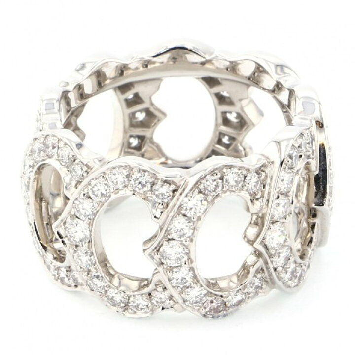Cartier C de Cartier Entrelaces Full Diamond-Paved White Gold Ring Size 6.5