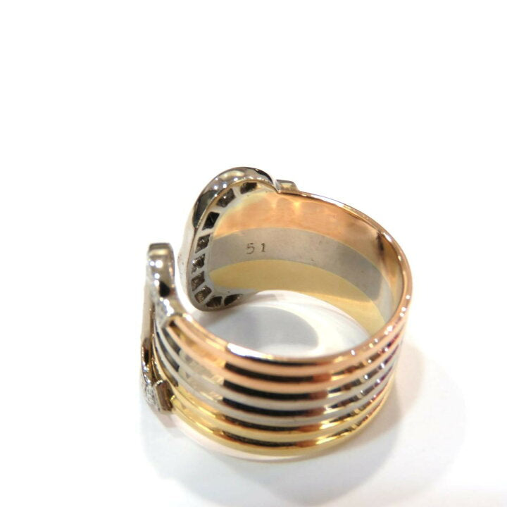 Cartier Diamond 2C Wide 18KT Trinity Tri-Gold Ring #51/ US 5.5