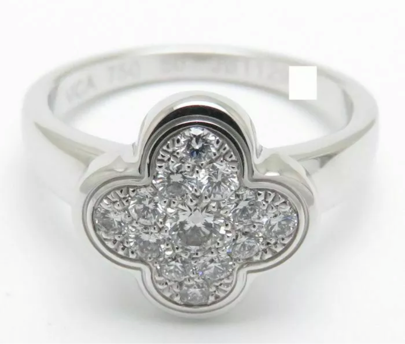 Van Cleef & Arpels Pure Alhambra Diamond Gold Ring #50/ US 5