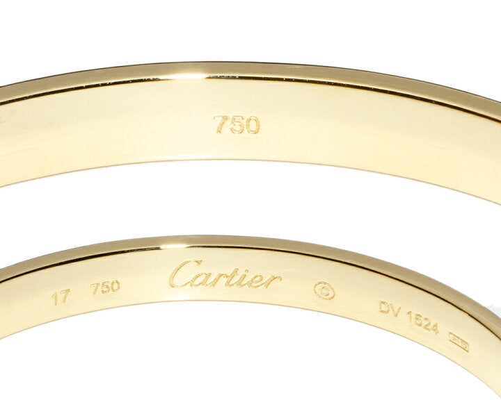 Cartier 18KT Yellow Gold Love Bracelet Size 17 w/ Cert