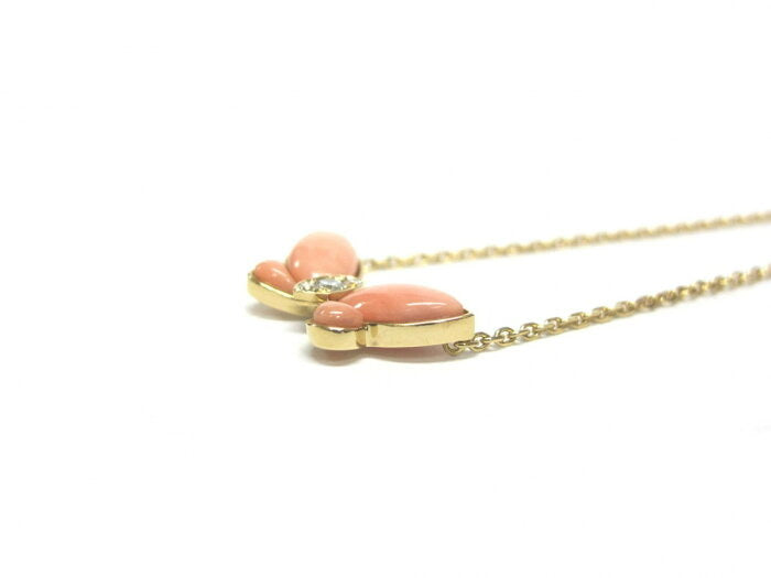 Van Cleef & Arpels Coral Diamond Papillon Butterfly Lucky Pendant Necklace