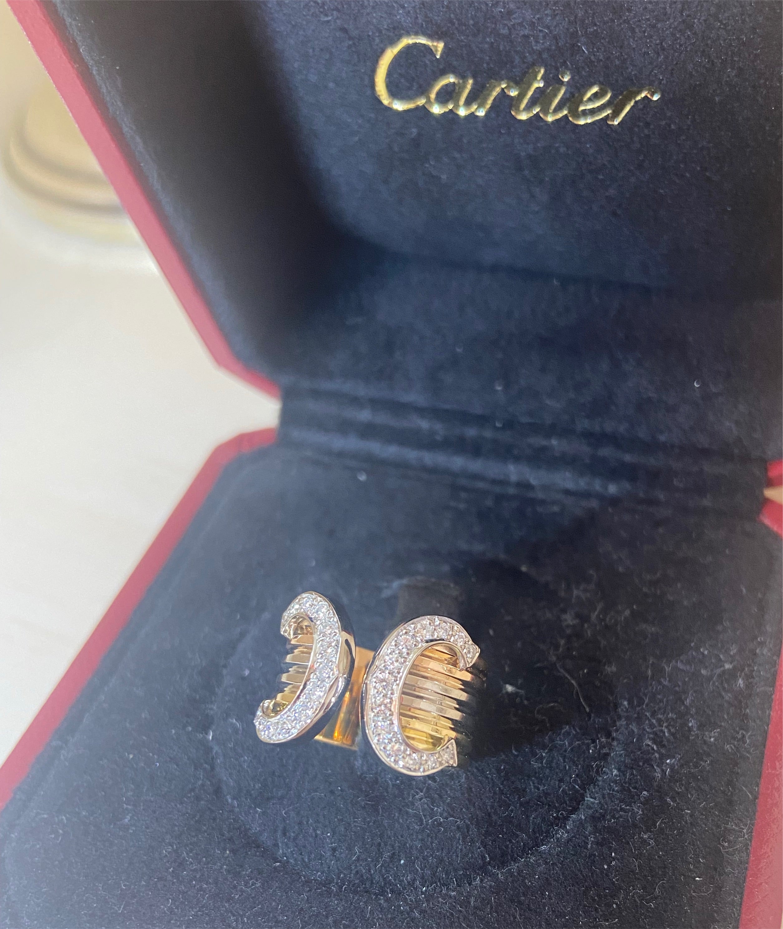 Cartier Diamond 2C Wide 18KT Trinity Tri-Gold Ring #51/ US 5.5