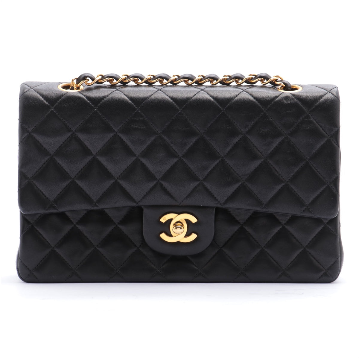 CHANEL Black Lambskin GHW Double Flap