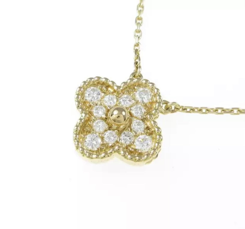 Van Cleef & Arpels Diamond Vintage Alhambra Yellow Gold Necklace