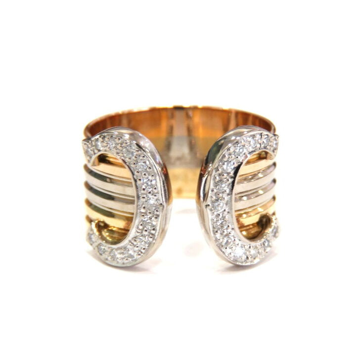 Cartier Diamond 2C Wide 18KT Trinity Tri-Gold Ring #51/ US 5.5
