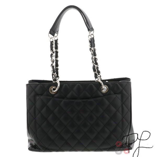 CHANEL Black Caviar Silver Hardware GST Grand Shopper Tote