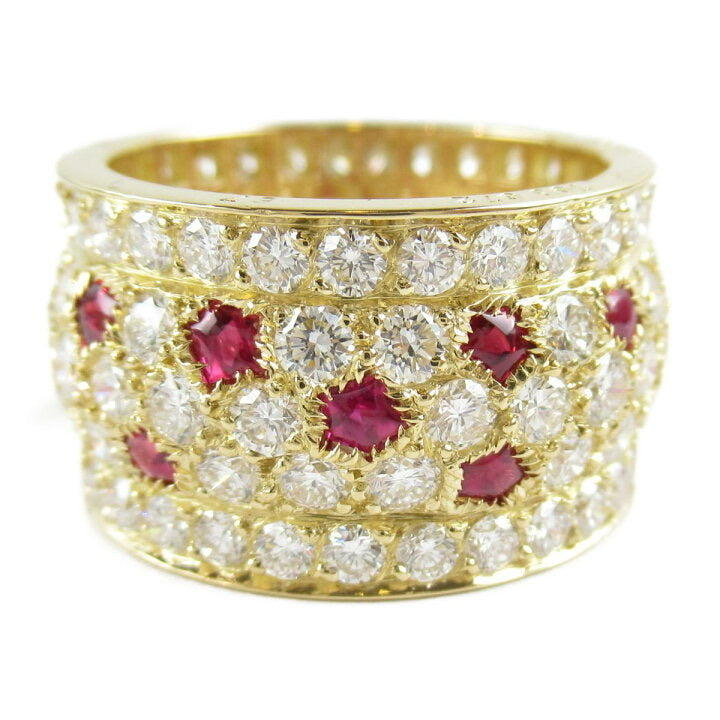 Cartier Nigeria Diamond Paved Ruby 18KT Yellow Gold Ring Size 57