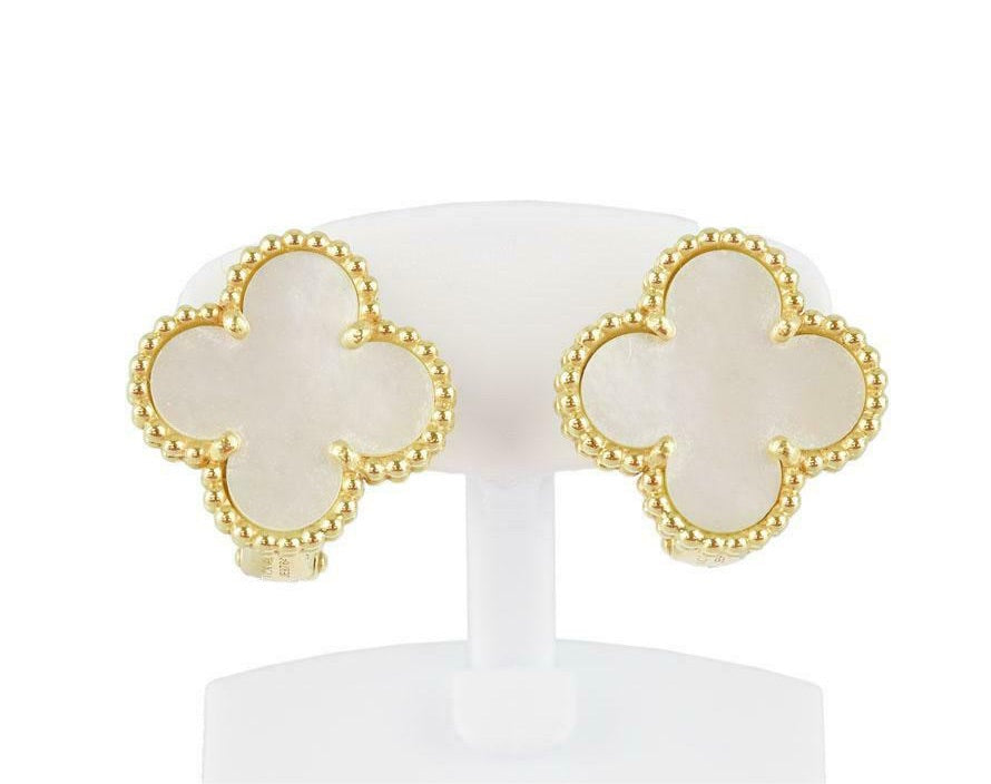 Van Cleef &amp; Arpels Vintage alhambra 18K Yellow Gold750 Shell earring