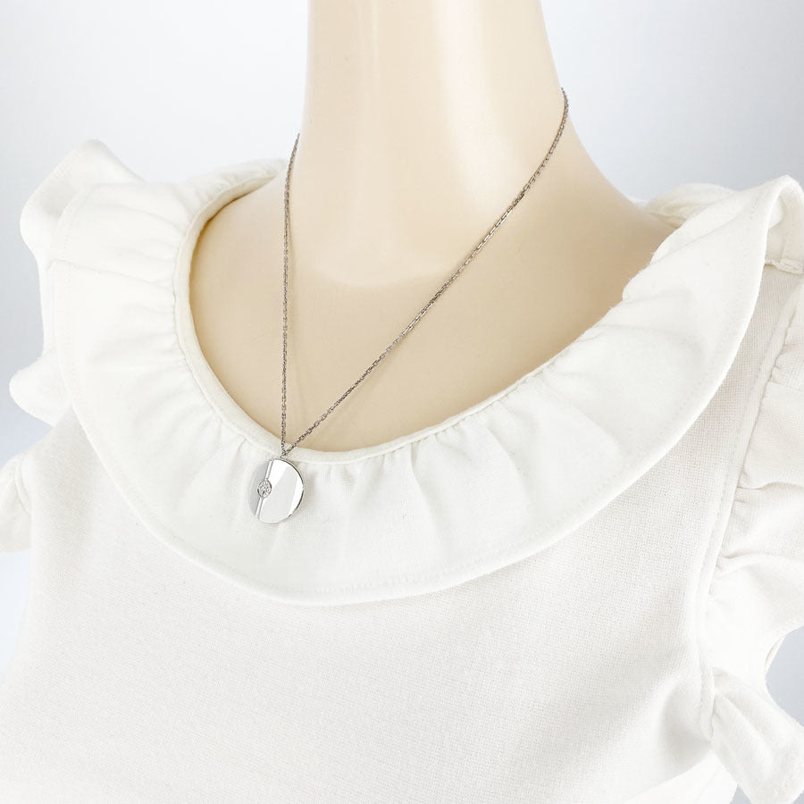 Cartier Diamond Love Disc / Circle Pendant Necklace