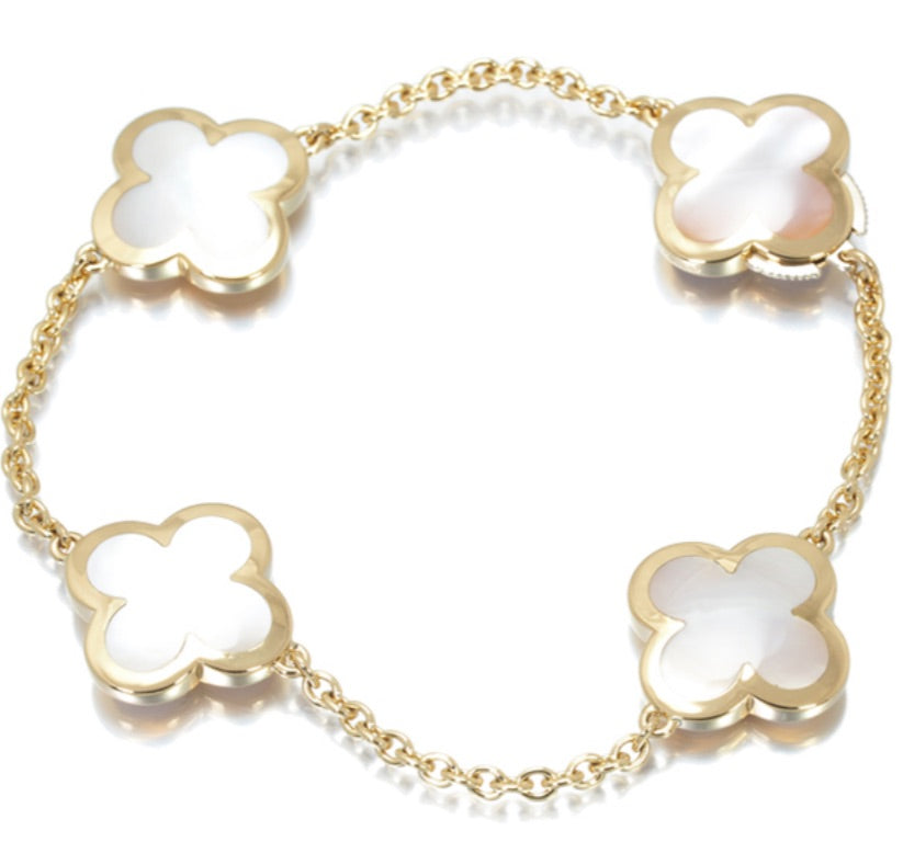 Van Cleef & Arpels Pure Alhambra Mother of Pearl Yellow Gold Bracelet
