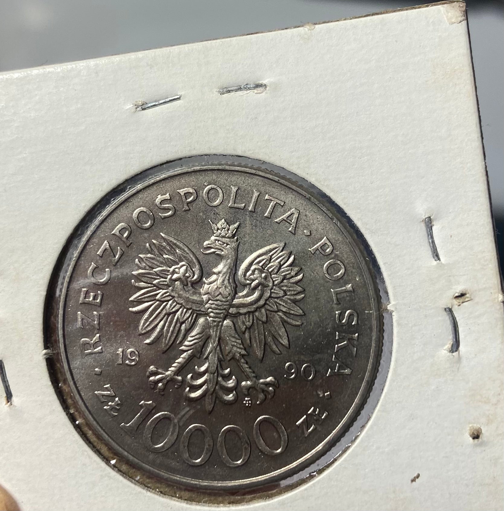 1990 Polish Solidarity Silver Coin 10,000 Zlotych