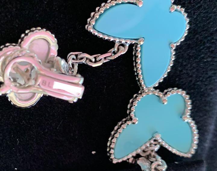Van Cleef & Arpels Turquoise Lucky Alhambra 18KT White Gold Earrings
