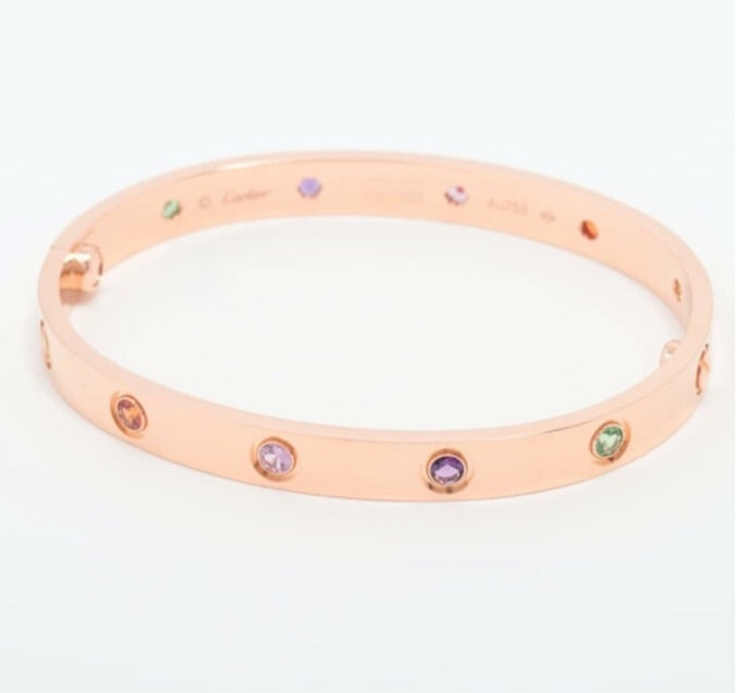 Cartier Rainbow Multi-Color Sapphire Love Bracelet, Size 17