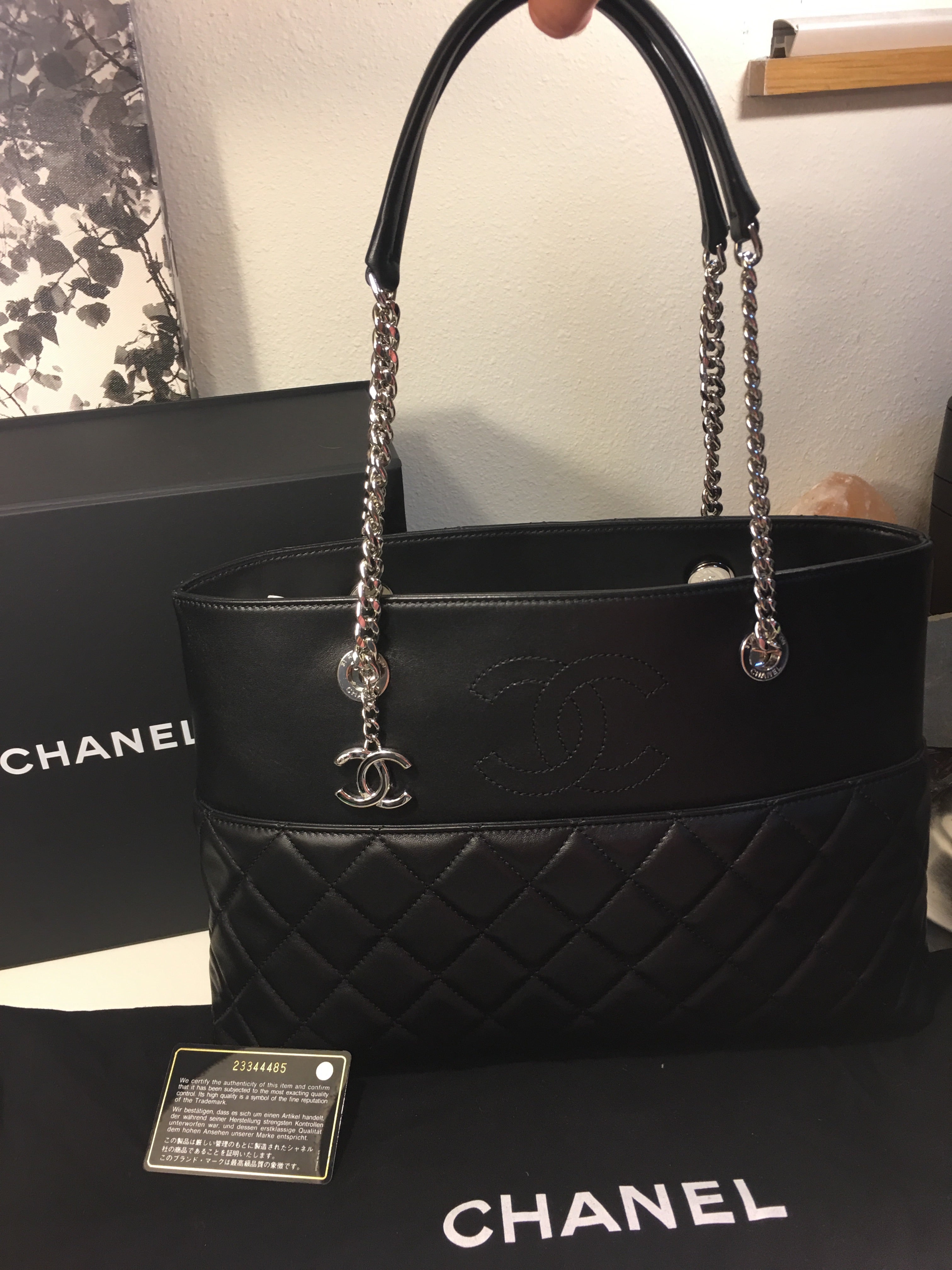 CHANEL Timeless Shopper Tote Black Lambskin Matelasse Handbag