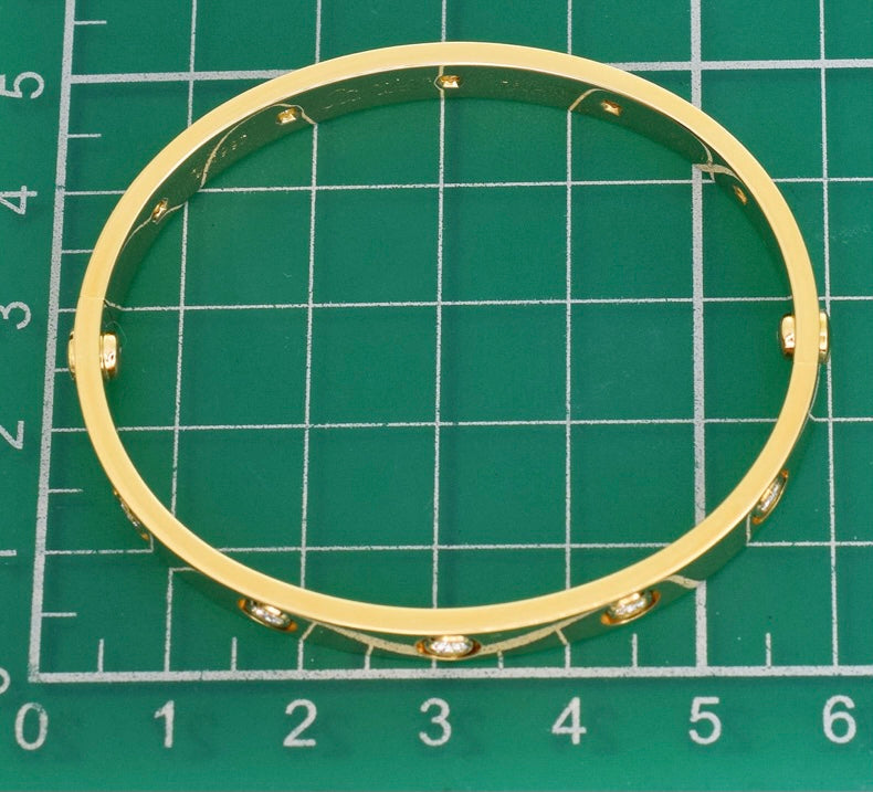 Cartier 10P Diamond 18KT Yellow Gold Love Bracelet Size 16