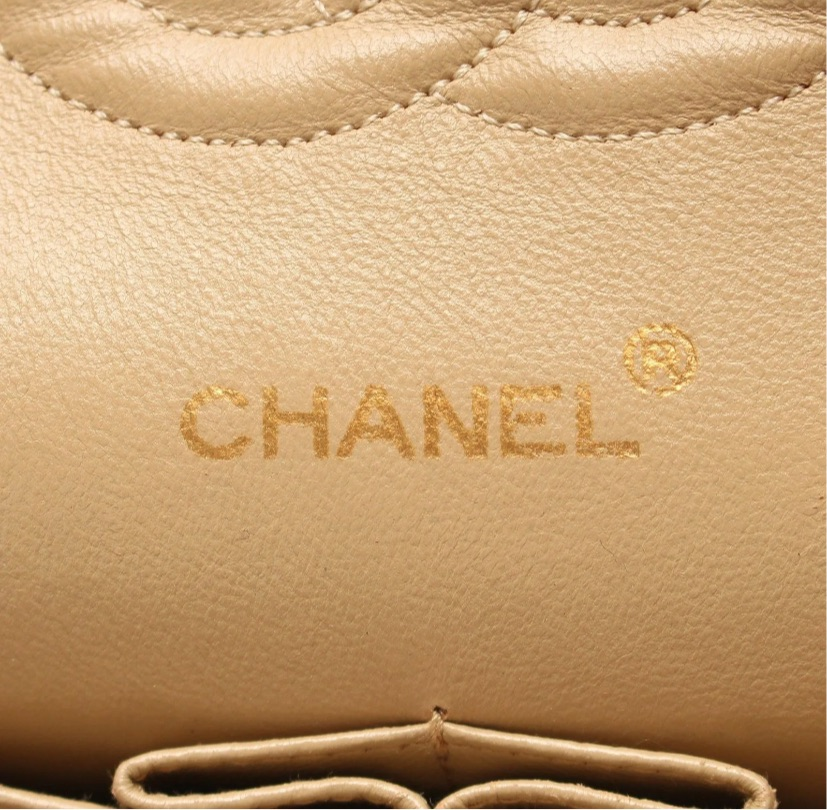 CHANEL Beige Lambskin Leather 24KT Gold Hardware Double Flap Bag