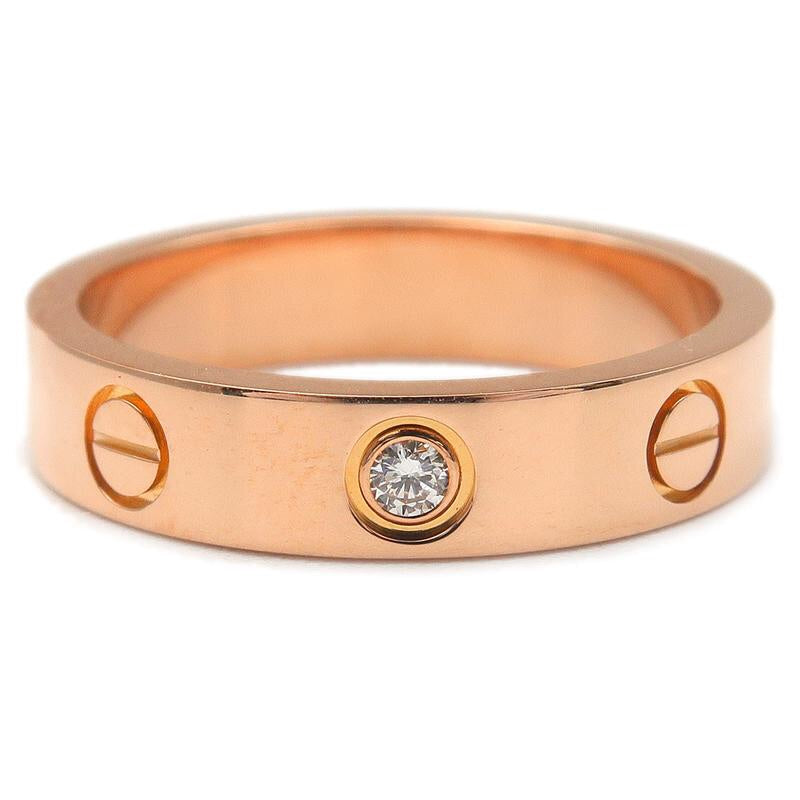 Cartier Mini 1P Diamond Love Ring Rose Gold US 5