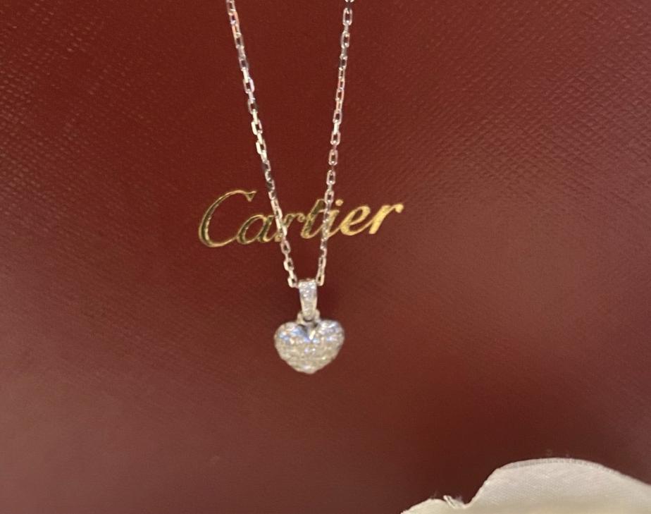 Cartier Full Diamond Paved Heart Necklace